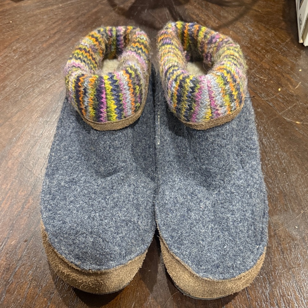 Acorn Women’s Size 11 Gray Felt Wool Blend Knit Cuff Slippers